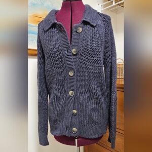 Garnet Hill Linen Cotton Knit Button Cardigan Size S